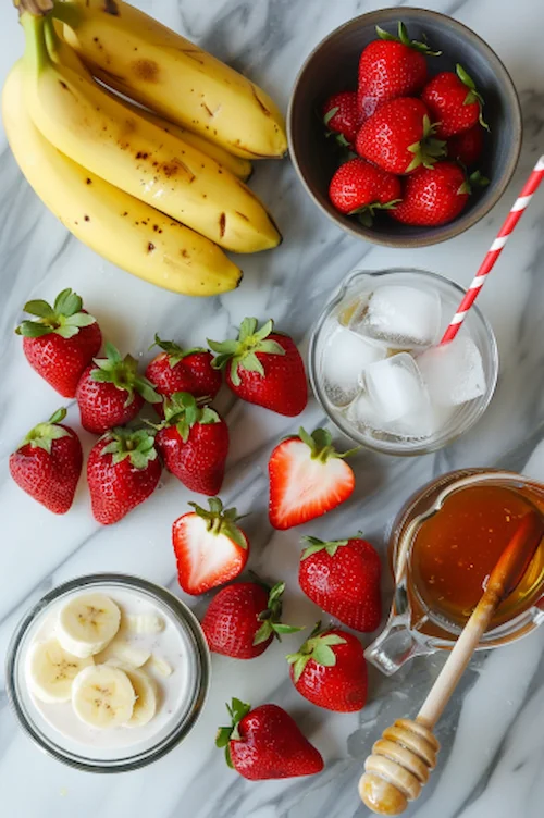 ingredientes Batido de fresa y plátano: receta saludable